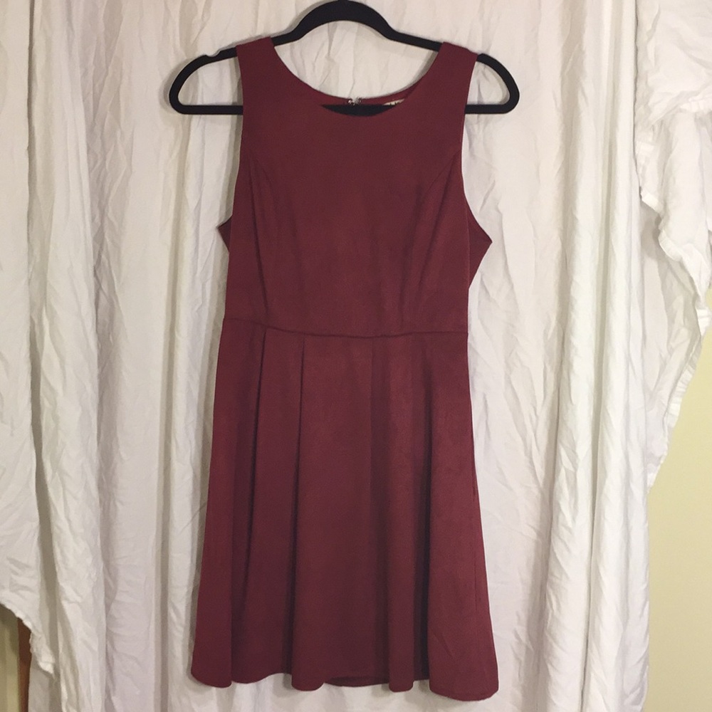 Burgundy/Wine Faux Suede Dress